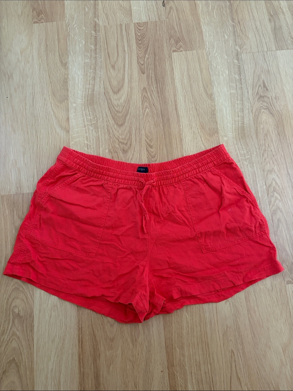 J. Crew Women's Red Linen Drawstring Shorts